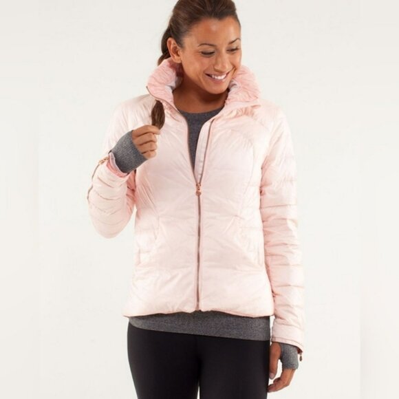 Lululemon Rare Downtown Puffy Pretty Lite Pink Down Fill Puffer Jacket Size 6 - Picture 1 of 15